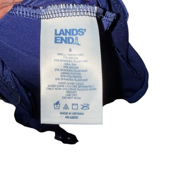 Lands End Sz 8 Navy Tankini Top Square Neck Underwire Beach Cruise Pool - Picture 7 of 7